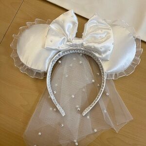 Handmade Etsy Bridal Minnie Ears – White Lace & Veil, Never Worn